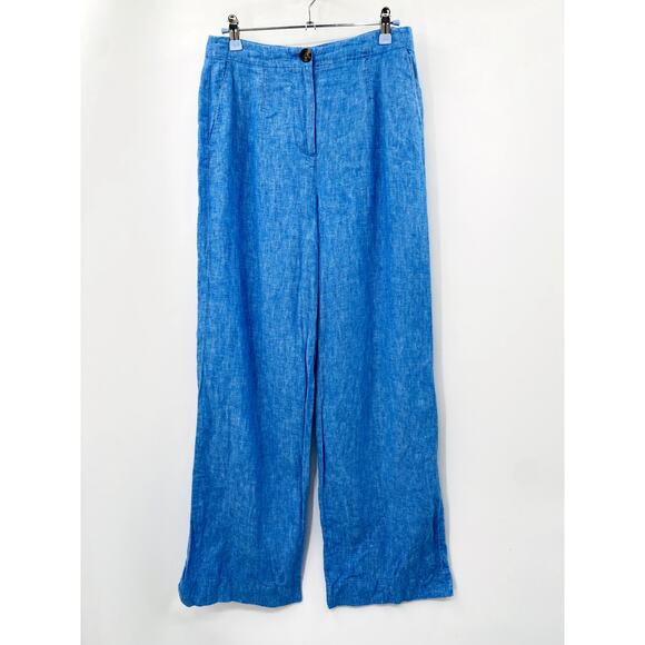 Boden Linen Blue Trousers Long - Picture 2 of 6